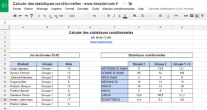 Modèle de tableur pour calculer des statistiques conditionnelles (médiane, max, min, écart-type, etc.)