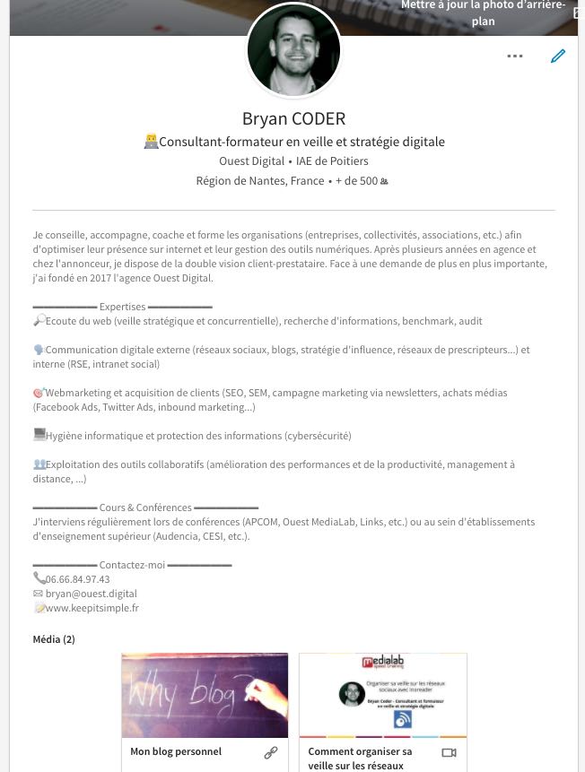 Exemple profil Linkedin Bryan CODER