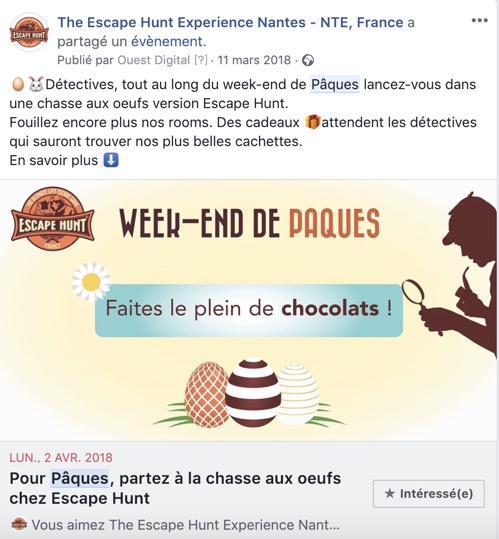 Un exemple de relance sur un événement Facebook