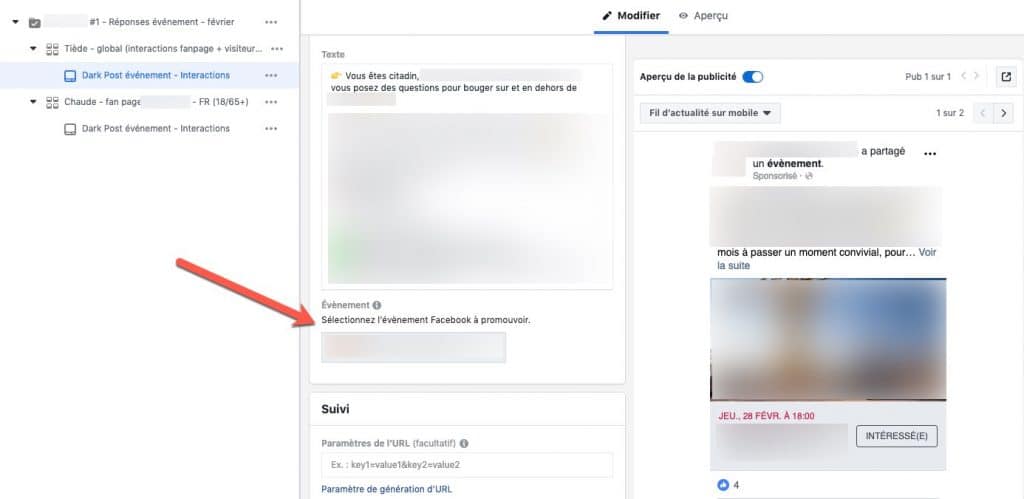 Choisir un événement pour le sponsoriser dans le Business Manager