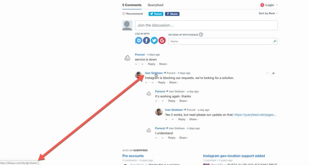 Trouver le nom d'utilisateur Disqus pour créer le flux des commentaires d'un compte spécifique