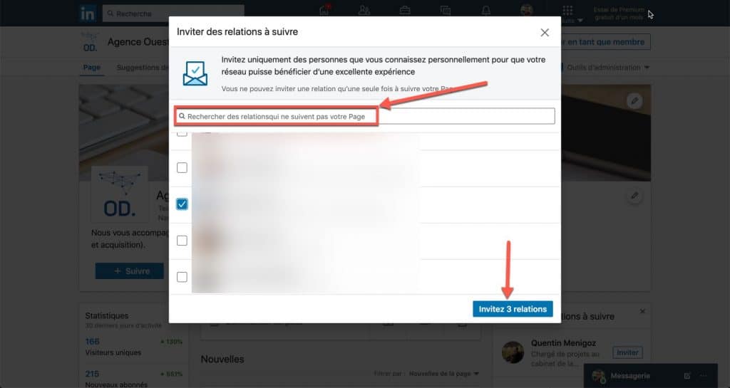 Etape 2 - comment inviter ses contacts Linkedin à suivre sa page entreprise ?