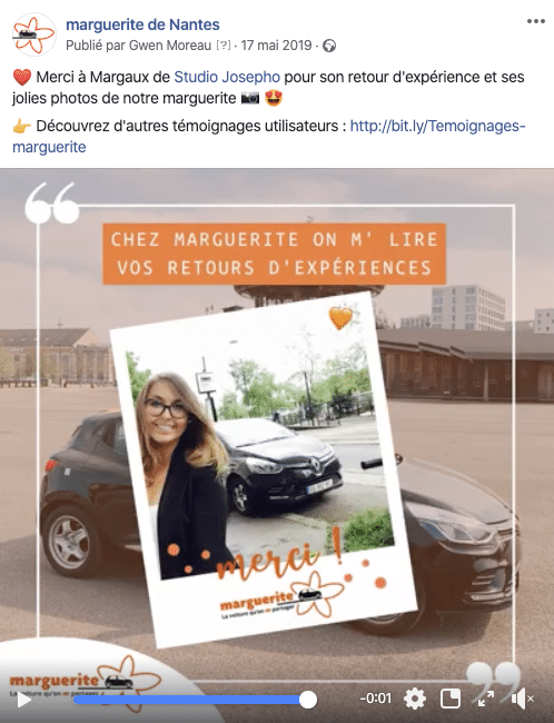 Exemple de valorisation d'un avis client sous la forme d'un GIF animé