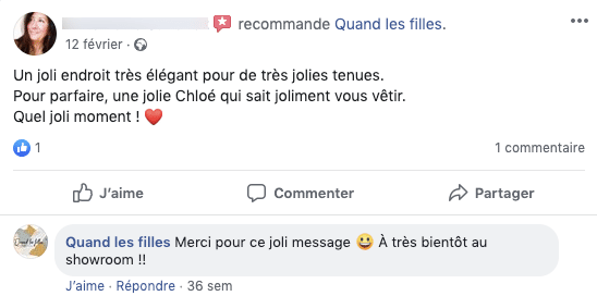 Exemple de réponse à un avis positif