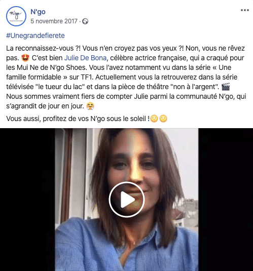 Exemple de valorisation d'un avis client sous la forme d'un contenu UGC