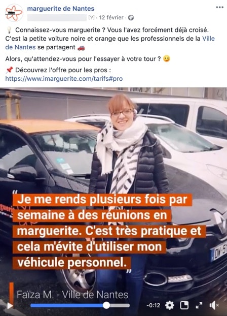 Exemple de valorisation d'un avis client sous la forme d'une vidéo sociale