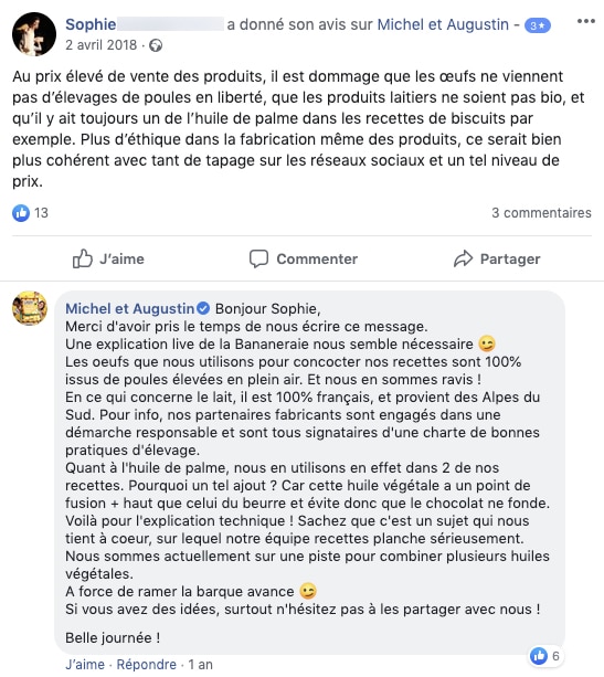 Exemple de réponse bienveillante à un avis client