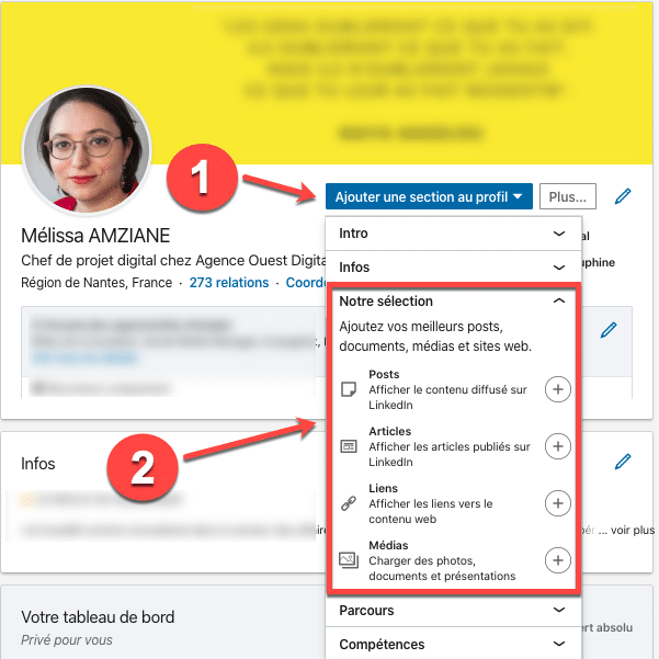 Voici le processus pour ajouter des éléments à votre section en vedette sur votre profil Linkedin 