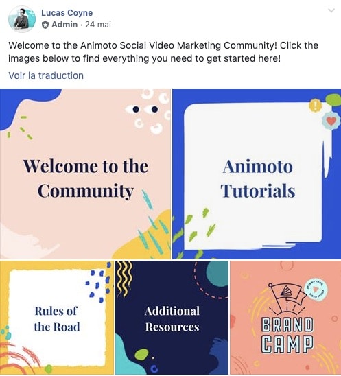 Exemple d'une publication épinglée dans un groupe Facebook