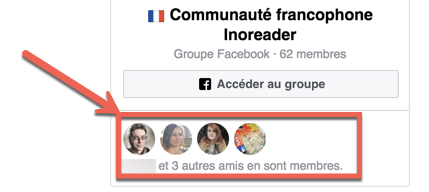 Aperçu du widget d'un groupe Facebook installé sur un site internet