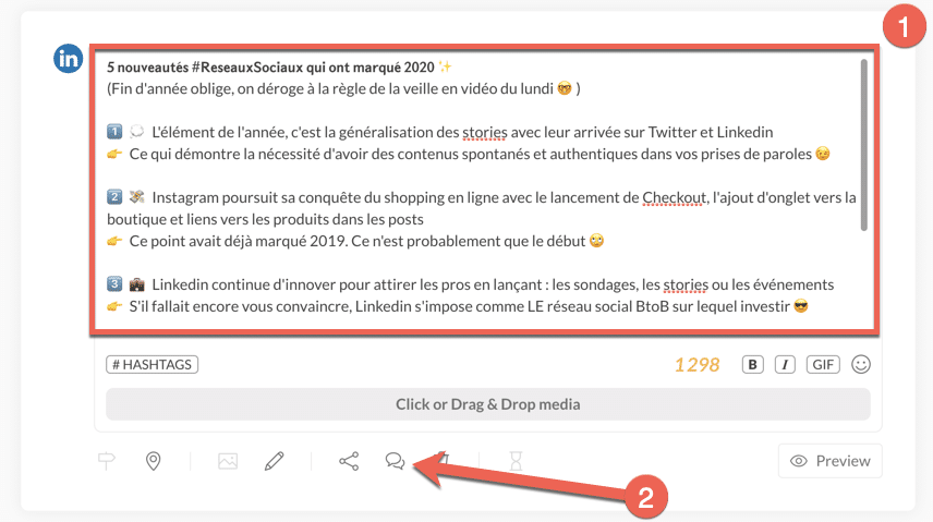 Comment programmer un post Linkedin sur un profil ou une page, avec un lien en commentaire