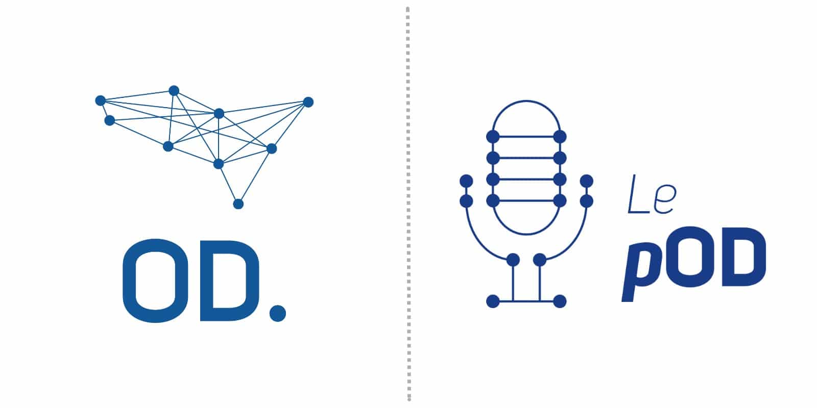 Comparaison du logo de Ouest Digital et du logo du podcast « le pOD » édité par Ouest Digital 