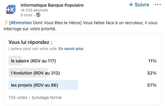 Exemple d'une marque BtoB qui créé des rdv sur les réseaux sociaux (Informatique Banque Populaire)