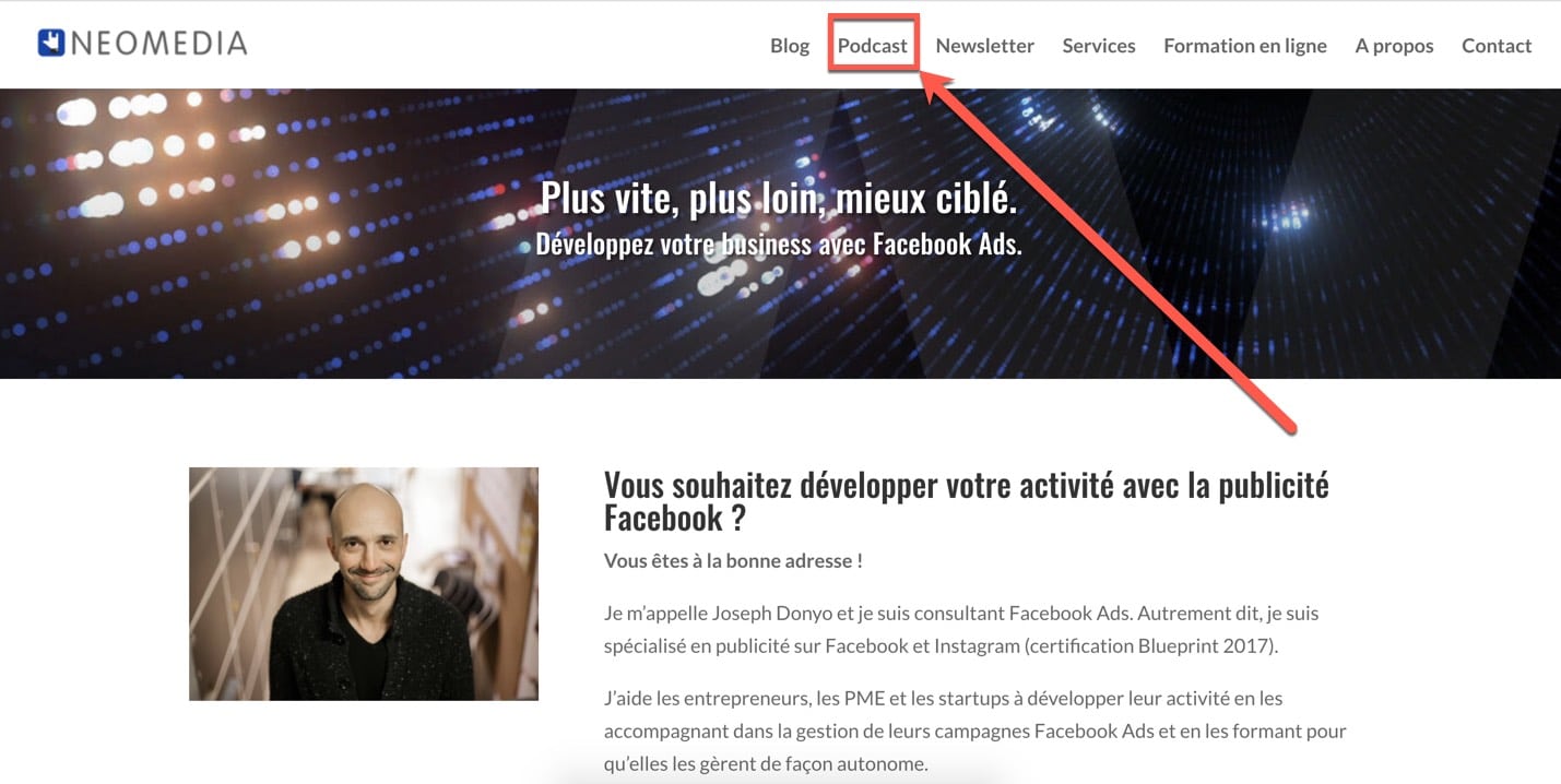 Page d'accueil du site Neomedia, qui édite le podcast « No Pay, No Play »