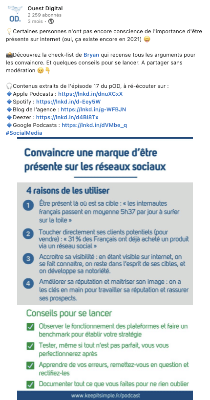 Exemple de publication Infographie longue sur Linkedin