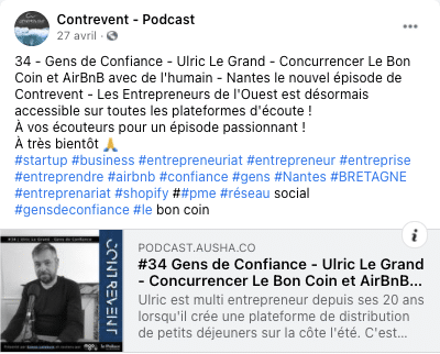 Publication lien renvoyant vers un podcast sur une plateforme d'écoute