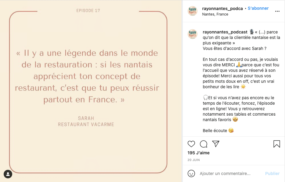 Exemple de publication Verbatim sur Instagram