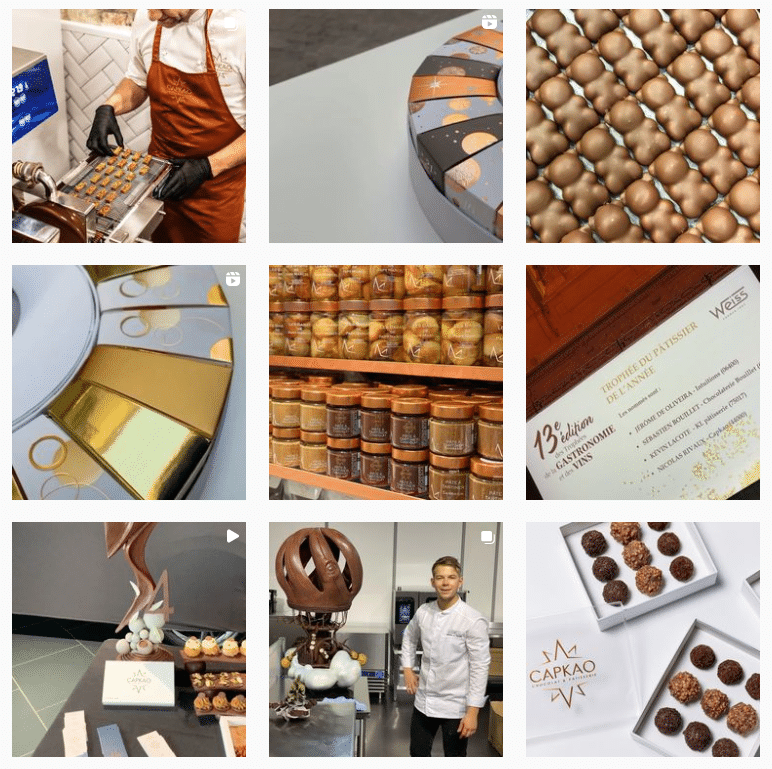 Exemple de feed Instagarm du chocolatier Nantais Capkao