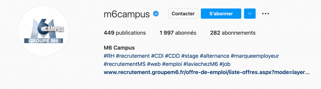 Exemple de stratégie marque employeur réussie sur Instagram : M6