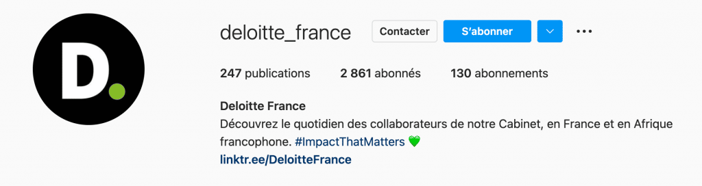 Exemple de stratégie marque employeur Instagram réussie : Deloitte France