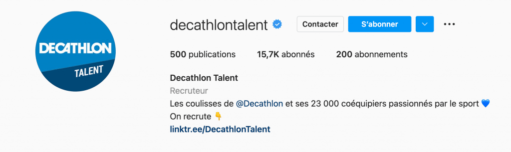 Exemple de stratégie marque employeur Instagram qui fonctionne : Decathlon