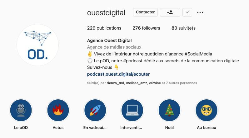 Exemple de stories à la Une Ouest Digital