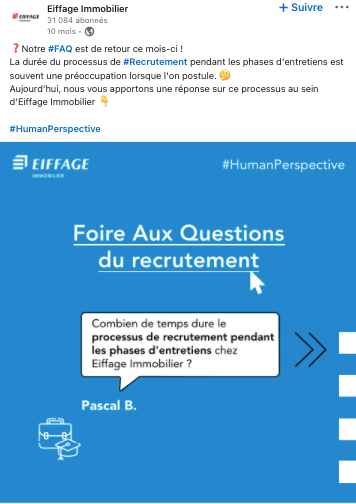 Exemple Publication FAQ dans le cadre d'une stratégie marque employeur