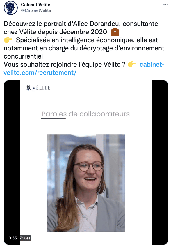 Exemple Publication Marque Employeur Portrait Velite