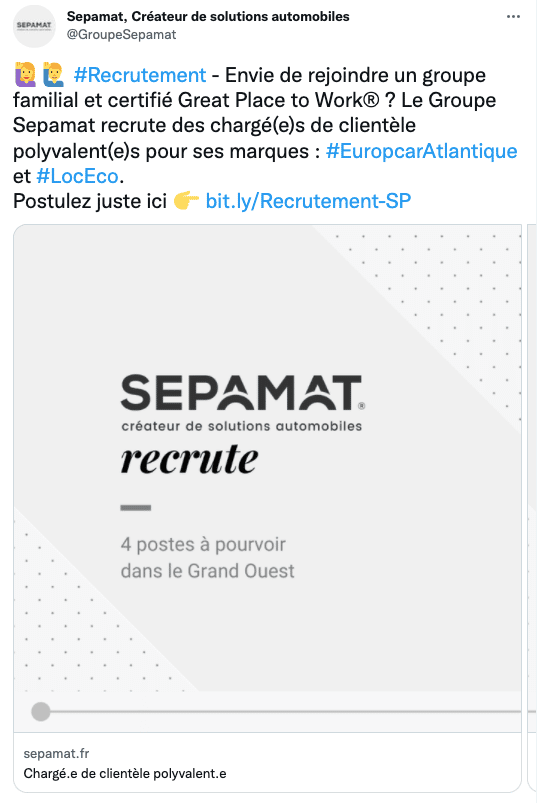 Exemple Publication Offre Emploi Sepamat