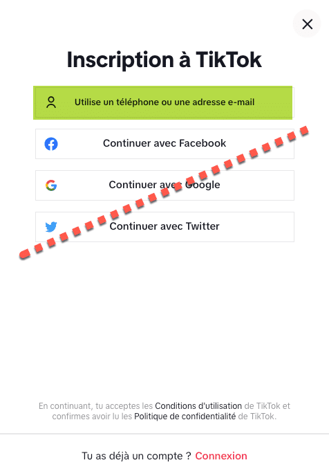 Un compte TikTok = un mot de passe unique (pas d’OAuth)