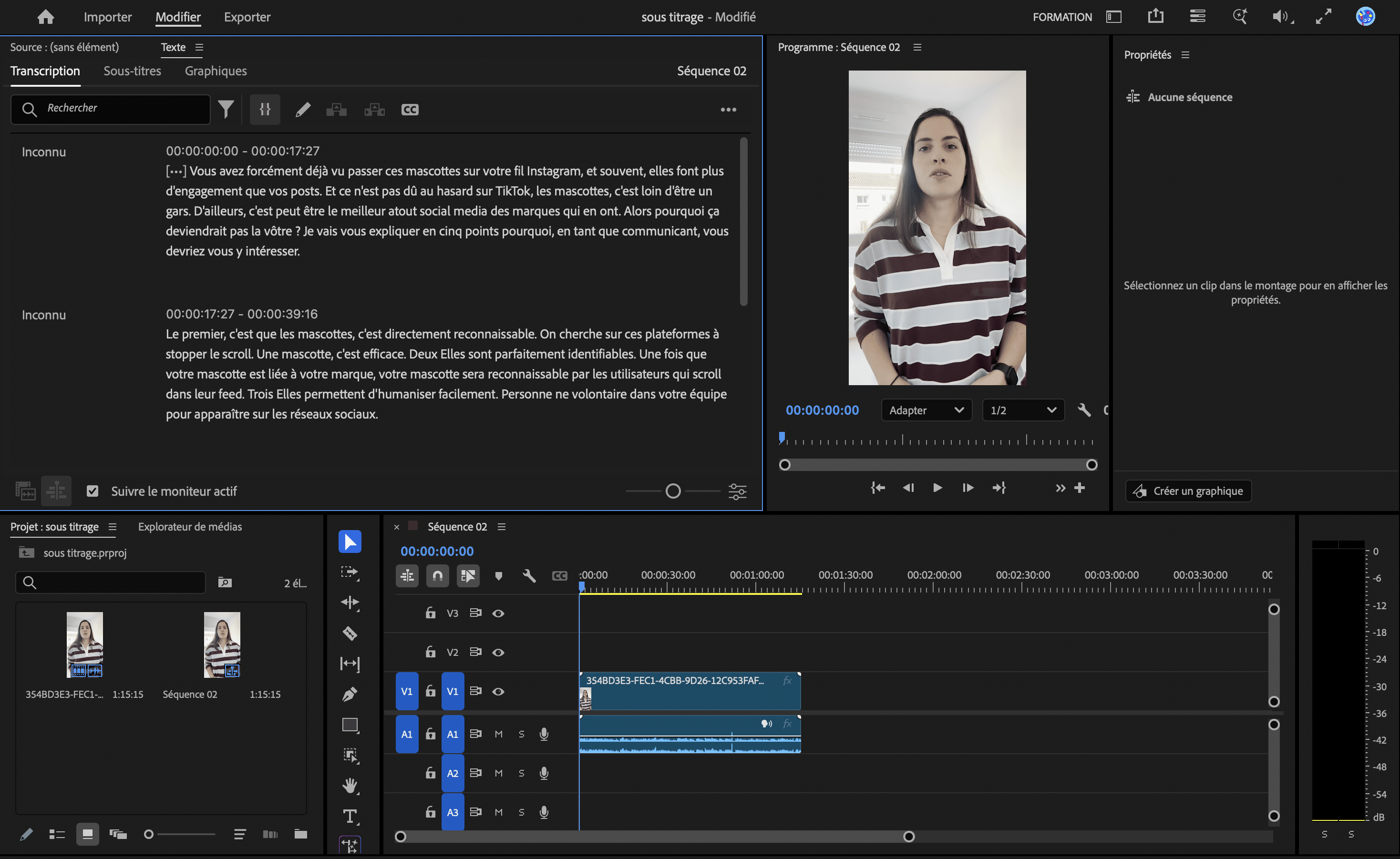 Interface pour le sous-titrage de Première Pro Interface pour le sous-titrage de Première Pro