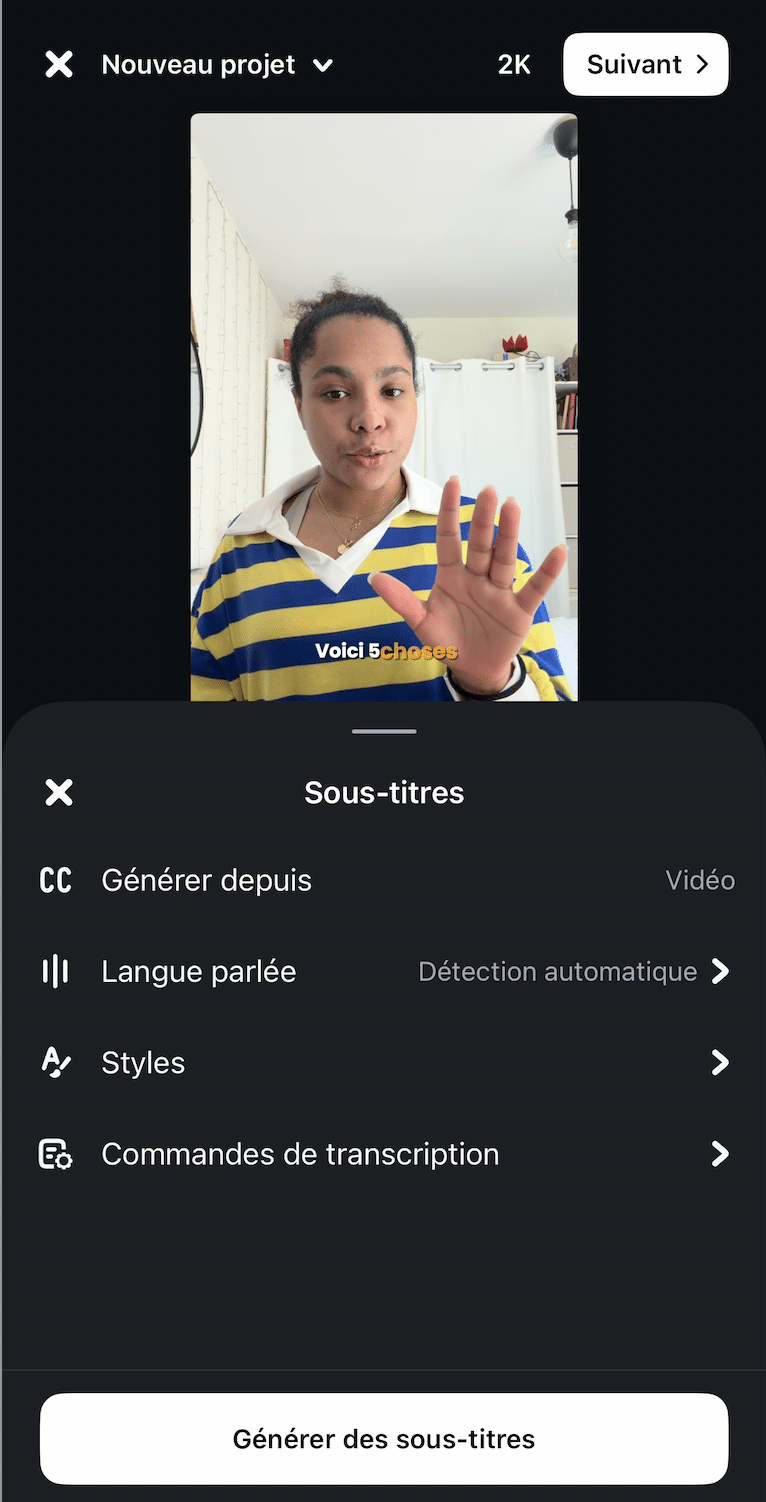 Interface pour le sous-titrage de Edits d'Instagram Interface pour le sous-titrage de Edits d'Instagram